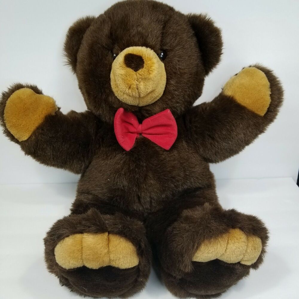 JCPenny Holiday Collection Brown Christmas Teddy Bear Plush 23" Large Giant Dark